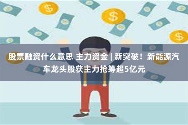 股票融资什么意思 主力资金 | 新突破！新能源汽车龙头股获主力抢筹超5亿元