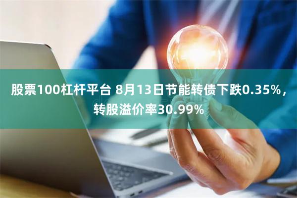 股票100杠杆平台 8月13日节能转债下跌0.35%，转股溢价率30.99%