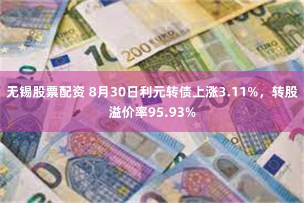 无锡股票配资 8月30日利元转债上涨3.11%，转股溢价率95.93%